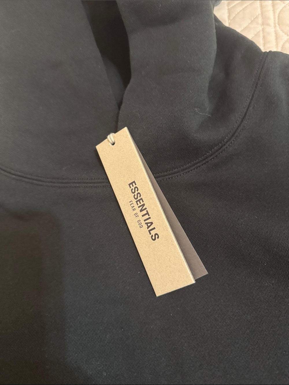 Essentials Black Pullover Hoodie with Subtle Logo - Picture 3 of 6
